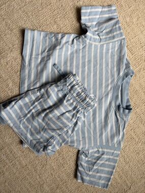 Boys baby blue stripe cotton set